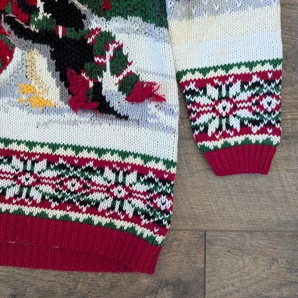 Vintage Embroidered Snowman Penguin Christmas Sweater Fair Isle - Picture 8 of 10